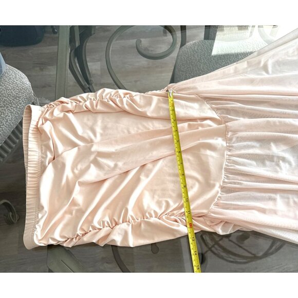 MICAS -Off-Shoulder Light Pink Cropped Top & Midi Dress Set With Puff Sleeves - Picture 8 of 10